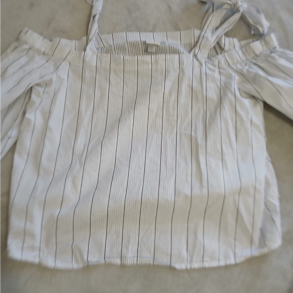 A New Day White Boxy Tie Front Blouse - Picture 7 of 10